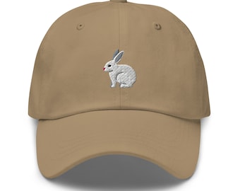Kaninchen bestickte Mütze, Kaninchen-Papa-Hut, Kaninchen-Mama-Geschenk, Osterkaninchen, niedliche Kaninchen-Stickerei, Kaninchen-Baseballmütze, Jahr des Kaninchens