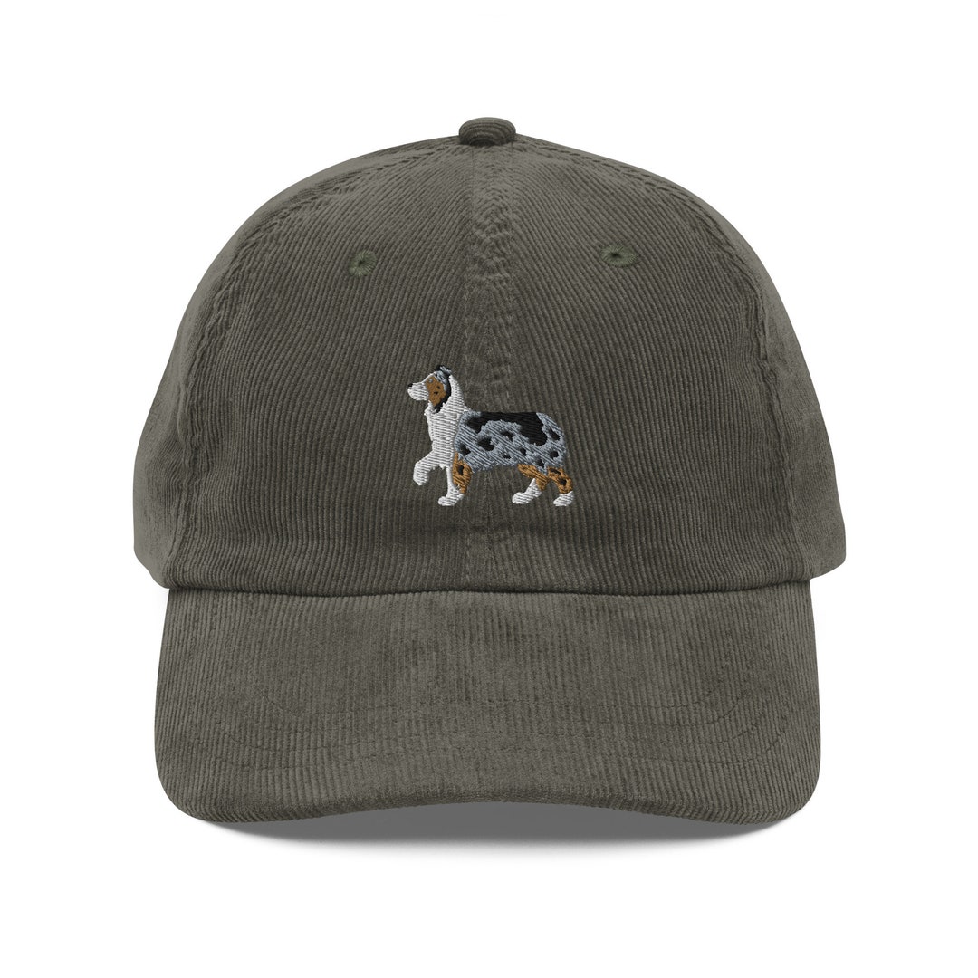 Merle Aussie Shepherd Cap, Embroidered Australian Shepherd Corduroy Cap