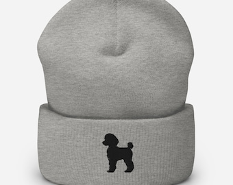 Gestickte schwarze Pudel Mütze, Pudel Stickerei, Pudel Mama Hut, Pudel Papa Geschenk, Pudel Kleidung Geschenke