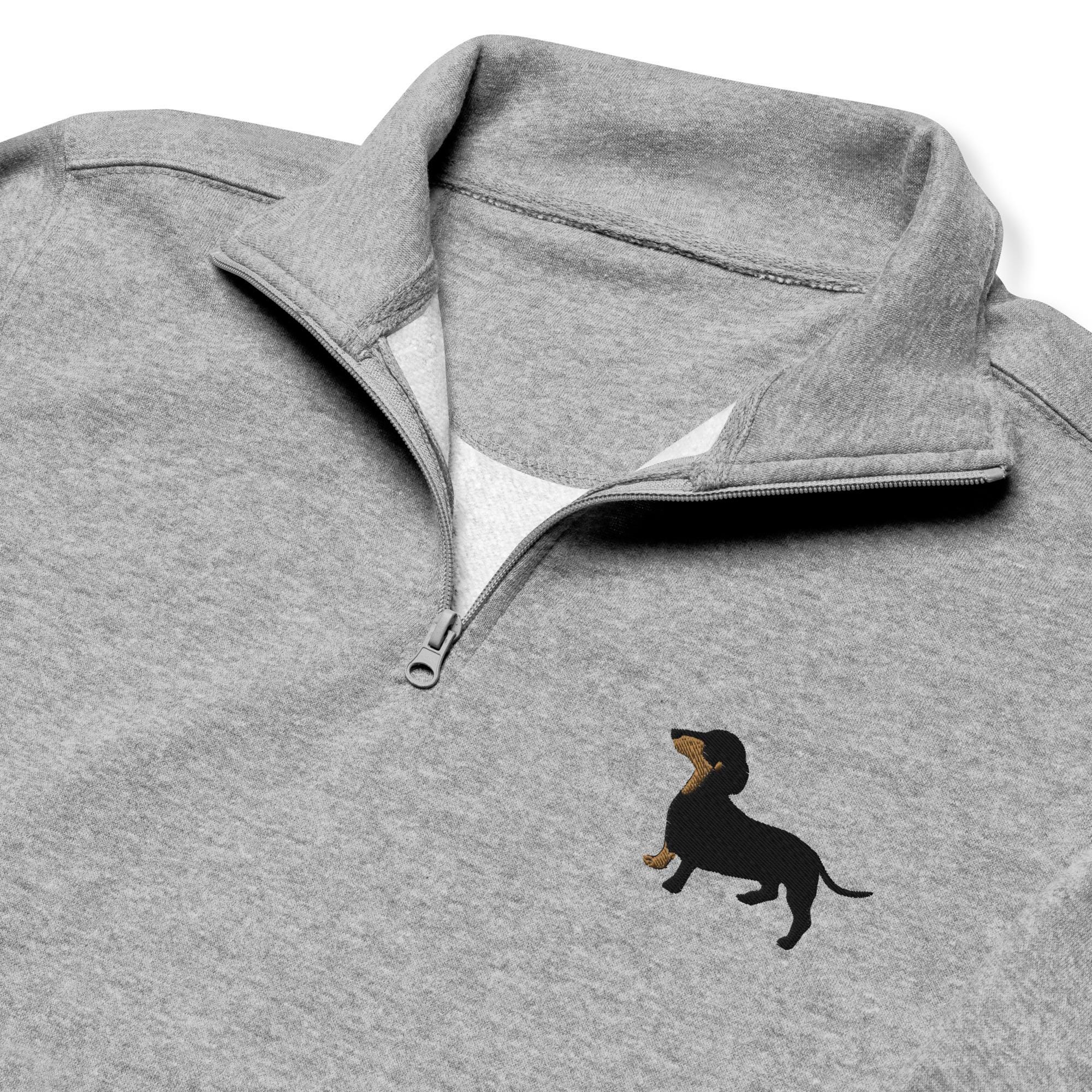 EMBROIDERED Dachshund Zip Pullover, Doxie Mom Unisex Fleece