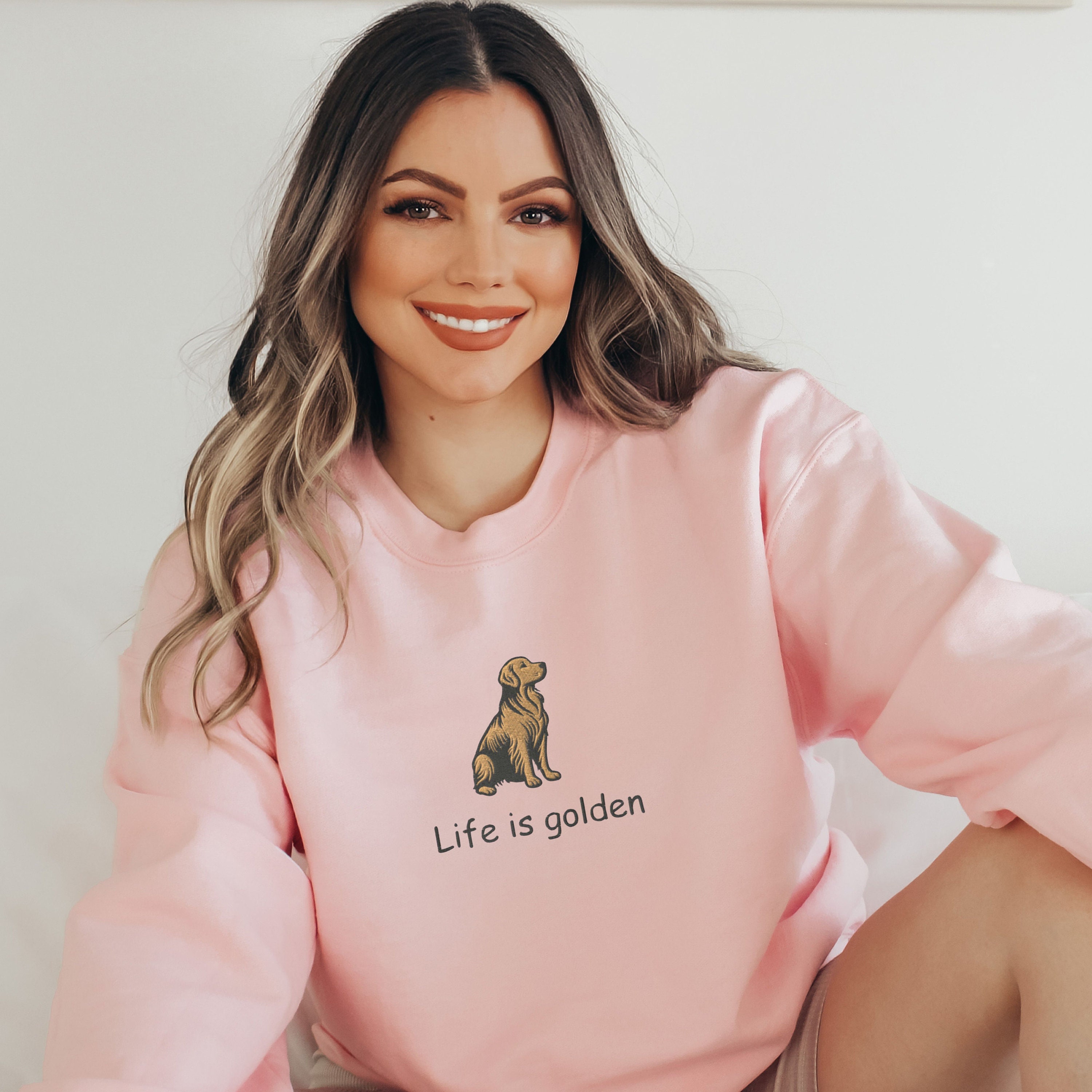 【GRAVER】22FW★ Yellow Boots Puppy Embroidery Sweatshirt Yellow Boots Puppy Embroidered Sweatshirt - GRAVER | 60