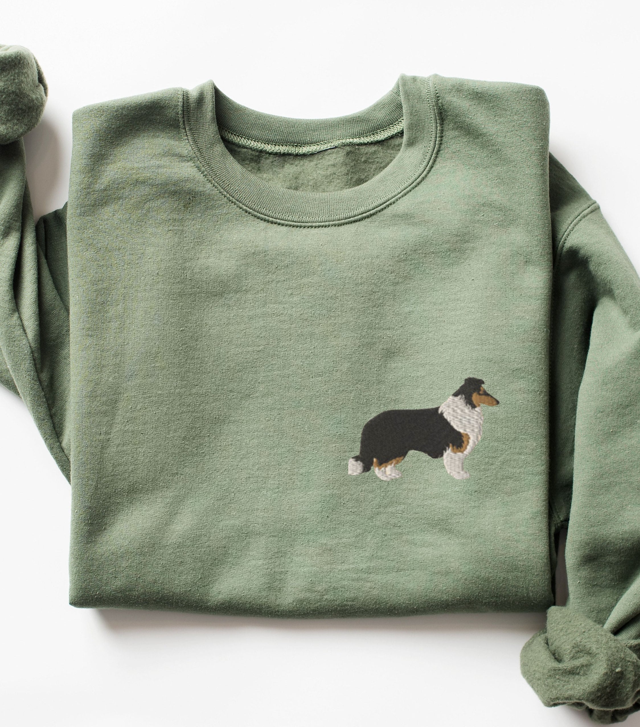 Embroidered Tricolor Rough Collie Sweatshirt, Sheltie Crewneck, Rough Collie Mom Gift, Collie Sweater, Collie Embroidery, Collies, Shelties