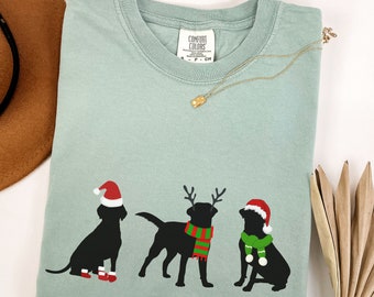 Black Lab Christmas Shirt, Black Labrador Retriever Comfort Colors TShirt, Holiday Black Lab Crewneck, Santa Black Lab, Black Lab Mom Gift