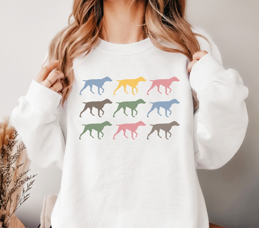 German Shorthaired Pointer Sweatshirt, Trendy Colors GSP Pattern ...