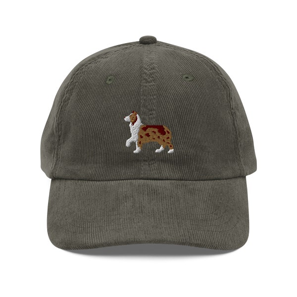 Red Australian Shepherd Cap, Red Merle Aussie Shepherd Corduroy Baseball Cap, Aussie Dog Mom Gifts, Red Aussie Shepherd Dad Gift, Aussie Dog