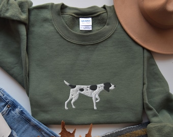 German Shorthaired Pointer Sweatshirt, Embroidered Black GSP Crewneck, Pointer Mom Pullover, Embroidery, Pointer Lover Gift Pointer Sweater
