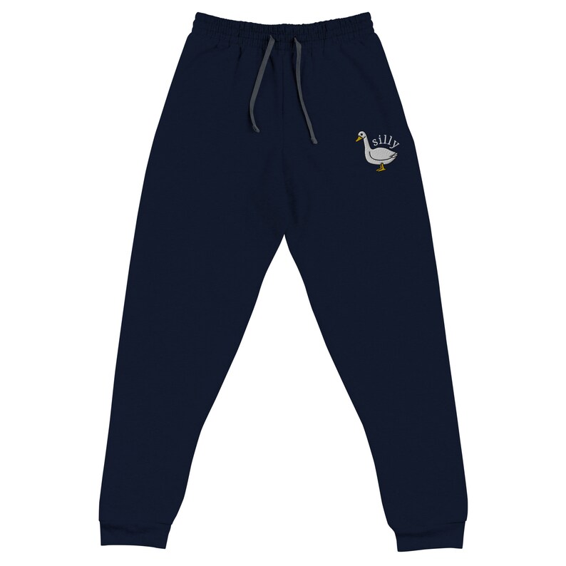 Embroidered Silly Goose Joggers, Unisex Jogging Pants, Embroidery, Fun Silly Goose Sweat Pants, Cute Silly Goose Lover Gift, Jogging Pants