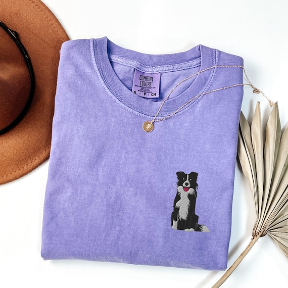 EMBROIDERED Border Collie Comfort Colors Shirt, Collie Mom Crewneck T-Shirt, Border Collies, Cute Dog Embroidery Gift, Border Collie TShirt