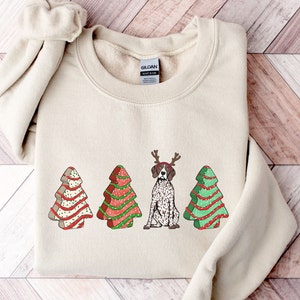 Custom Pointer Christmas Cake Sweatshirt, Customized German Shorthaired Pointer Holiday Crewneck, Cute Personalized GSP Gifts, GSP Shirt