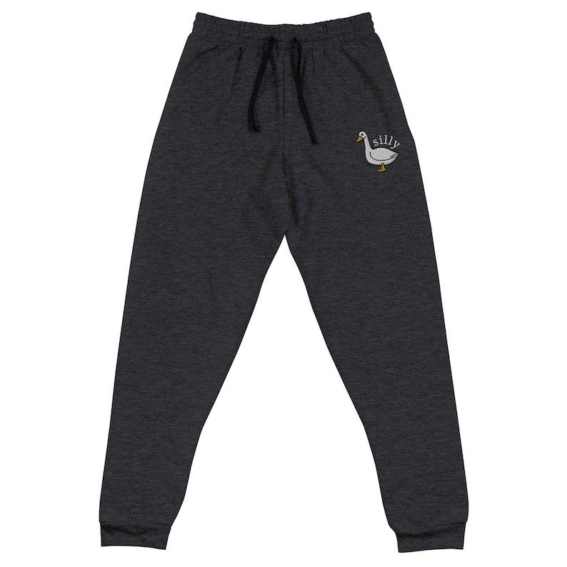 Embroidered Silly Goose Joggers, Unisex Jogging Pants, Embroidery, Fun Silly Goose Sweat Pants, Cute Silly Goose Lover Gift, Jogging Pants
