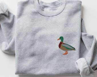EMBROIDERED Mallard Sweatshirt, Duck Sweater, Bird Lover Shirt, Nature Lover Gifts, Mallard Crewneck, Hunter Gift, Ducks Sweat Shirt