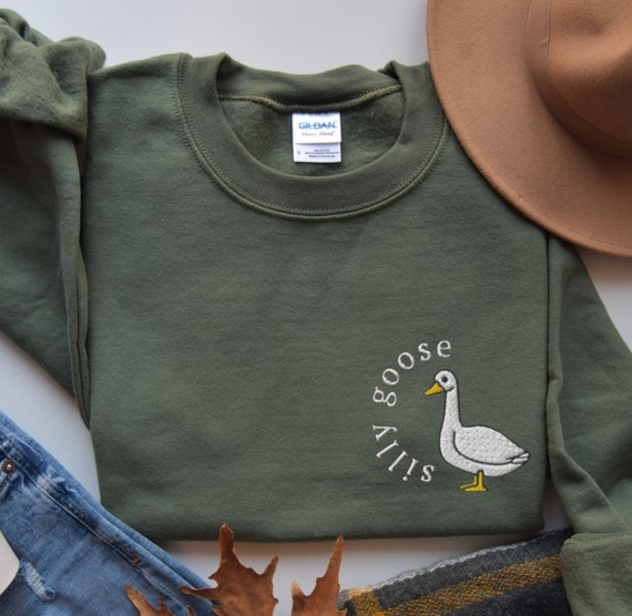 Silly Goose Sweatshirt Embroidered, Cute Goose Shirt, Silly Goose University, Funny Goose Crewneck, Fun Goose Embroidery, Silly Goose Crew