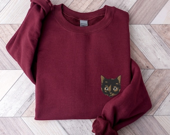 Tortie Embroidered Sweatshirt, Tortoiseshell Cat Mom Crewneck, Tortie Lover, Torties, Tortie Embroidery, Tortie Jumper, Tortie Dad Gifts