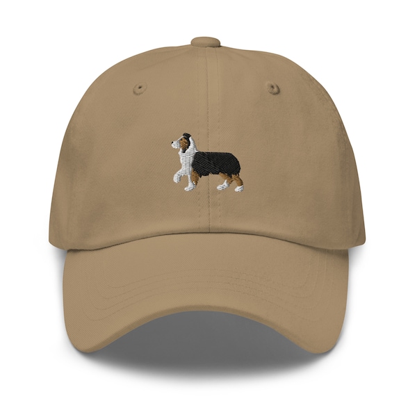 Tricolor Australian Shepherd Cap, Embroidered Aussie Shepherd Baseball Cap, Aussie Dog Dad Hat, Embroidery, Aussie Dog Mom Gifts, 6 Panel