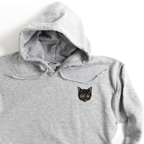 Embroidered Tortoiseshell Cat Hoodie, Tortie Embroidery, Tortie Mom Hooded Sweatshirt, Tortie Gifts, Torties, Tortie Oversized Shirts