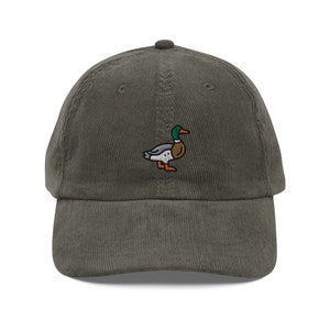 Embroidered Mallard Cap, Mallard Duck Corduroy 6 Panel Dad Hat, Embroidered Corduroy Dad Hat, Duck Lover Gift