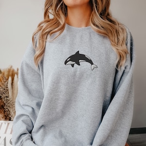 Killer Whale Sweatshirt Embroidered, Embroidered Orca