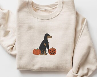 EMBROIDERED Doberman Pinscher Halloween Sweatshirt, Floppy Ears Doberman Sweater, Fall Doberman Crewneck, Thanksgiving Doberman Crewneck