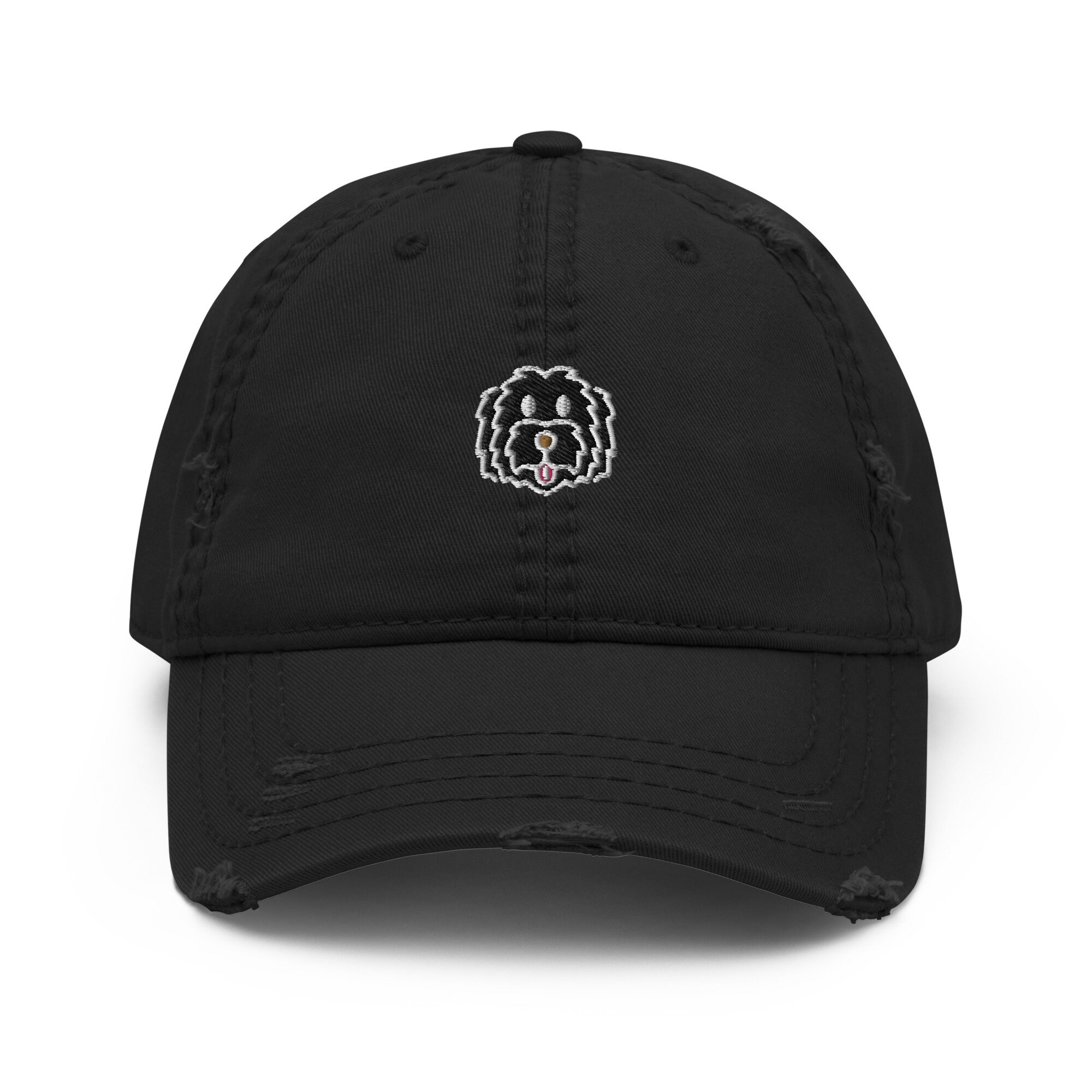 キャップ DOODLE BALL CAP DARK NAVY Black Doodle Distressed Hat, Doodle Embroidered Hat