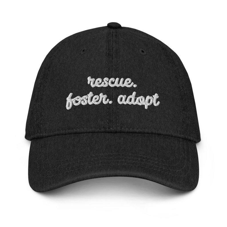 Rescue Foster Adopt Denim Cap, Rescue Dogs Embroidered Baseball Cap, Adopt Dont Shop Denim Hat, Animal Shelter Volunteer Gift, Foster Dog
