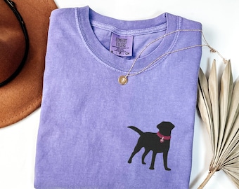 Embroidered Black Lab Shirt, Comfort Colors Black Labrador Retriever TShirt, Black Lab Mom Gifts, Embroidery, Black Lab Dad Crewneck