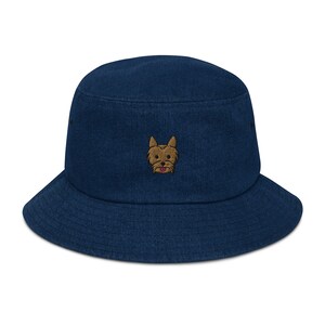 Yorkie Embroidered Bucket Hat, Yorkie Denim Hat, Yorkshire Terrier Hat, Yorkie Mom Gift, Yorkie Gifts, Yorkie Terrier Bucket Hat, Yorkies Classic Denim