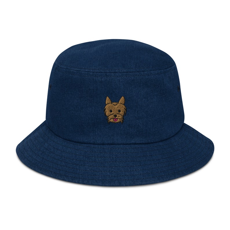 Yorkie Embroidered Bucket Hat, Yorkie Denim Hat, Yorkshire Terrier Hat, Yorkie Mom Gift, Yorkie Gifts, Yorkie Terrier Bucket Hat, Yorkies Classic Denim