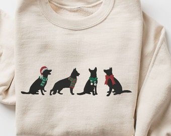 Embroidered German Shepherd Christmas Sweatshirt, GSD Festive Crewneck, GSD Embroidery, Cute Holiday Shepherd Shirt, GSD Mom Gifts