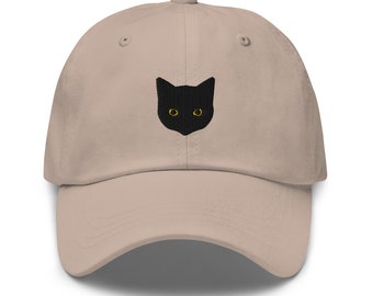 Embroidered Black Cat Baseball Cap, Bombay Cat Dad Hat, Black Cat Mom Gift, Black Cat Dad Gift, Bombay Cats, Black Cat Lover Hat, Black Cats