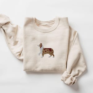 Embroidered Australian Shepherd Sweatshirt, Red Merle Aussie Shepherd Embroidery, Aussie Dog Mom Gifts, Australian Shepherds Crewneck