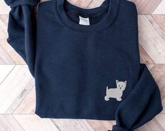 Westie Embroidered Sweatshirt, West Highland Terrier Crewneck, Westie Mom Gift, Westie Sweater, Westies, Westie Terriers, Westie Lover Gifts