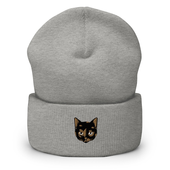 Embroidered Tortoiseshell Cat Hat, Tortie Cat Beanie, Tortie Mom Gift, Tortie Lover Toque, Torties, Tortitude, Tortie Dad Cuffed Beanie
