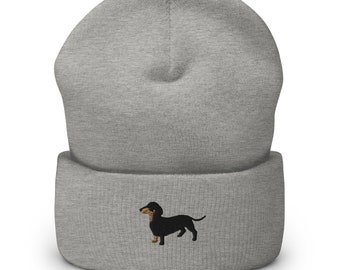 Sombrero de gorro bordado Dachshund, sombrero de invierno de mamá Doxie, toque de perro Wiener, regalos de papá Doxie, regalo de Dackel, sombrero de perro salchicha, perros salchicha