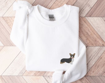 Tricolor Corgi Embroidered Sweatshirt, Tri Color Corgi Crewneck, Corgi Mom Gift, Corgi Lover Gifts, Corgis, Corgi Sweater, Corgi Jumper