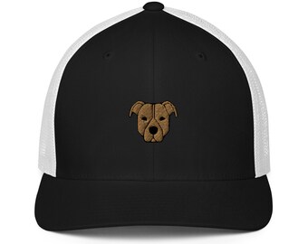 Pitbull Trucker Hat, Brown Pit Bull Embroidered Mesh Hat, Pitbull Mom Cap, Staffordshire Terrier, American Bully Trucker Hat, Pitbull Gifts