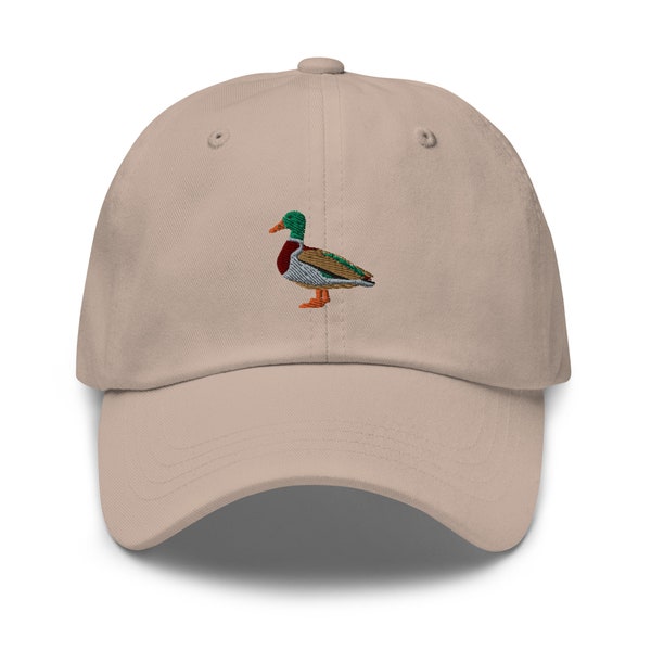 Embroidered Duck Baseball Cap, Mallard Embroidery Baseball Cap, Bird Lover 6 Panel Hat, Drake Hat, Bird Watcher Gift, Duck Gifts, Male Duck