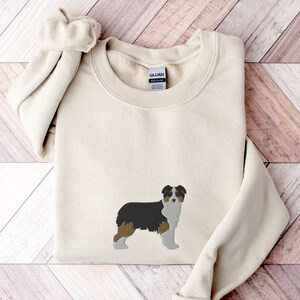 Tricolor Australian Shepherd Sweatshirt Embroidered, Tri-Color Aussie Shepherd Crewneck, Aussie Puppy Mom Gifts, Aussie Dog Sweater