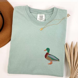 EMBROIDERED Mallard Shirt, Bird Lover Comfort Colors TShirt, Duck Nature T-Shirt, Mallard Duck Crewneck Shirts, Mallard Gifts, Hunter Gift