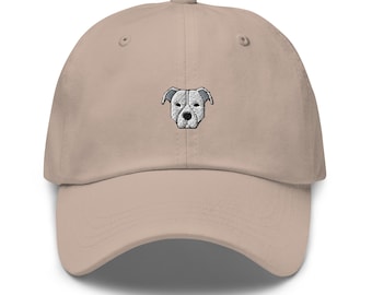White Pitbull Cap, Embroidered Pit Bull Baseball Cap, White Pittie Mom Gift, American Bully, Pitbull Terrier Gifts, Pitbull Dad Hat Gift