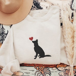 Embroidered German Shepherd Sweatshirt, GSD Mom Crewneck, Cute Gift for GSD Mama, GSD Dad Shirt, German Shepherd Embroidery