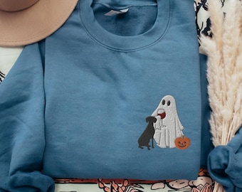 EMBROIDERED German Shorthaired Pointer Halloween Sweatshirt, GSP Mom Wine Lover Crewneck, Pointer Mama Ghost, Spooky Season GSP Sweat Shirt