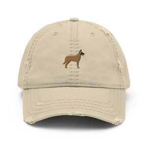 Malinois Distressed Cap, Embroidered Belgian Malinois Distressed Hat, Mali Mom Gift, Belgian Shepherd Dad Gift, Malinois Owner Gifts