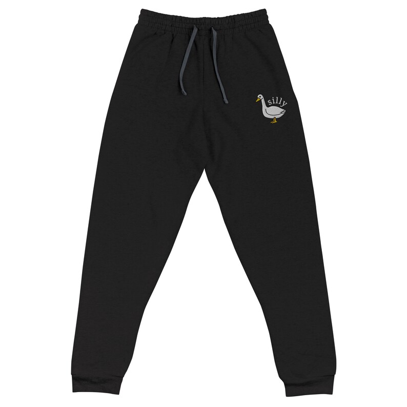Embroidered Silly Goose Joggers, Unisex Jogging Pants, Embroidery, Fun Silly Goose Sweat Pants, Cute Silly Goose Lover Gift, Jogging Pants