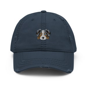 Australian Shepherd Cap, Aussie Shepherd Distressed Dad Hat, Merle Australian Shepherd Embroidered Baseball Cap, Aussie Shepherd Mom Gift
