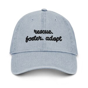 Rescue Foster Adopt Denim Cap, Rescue Dogs Embroidered Baseball Cap, Adopt Dont Shop Denim Hat, Animal Shelter Volunteer Gift, Foster Dog