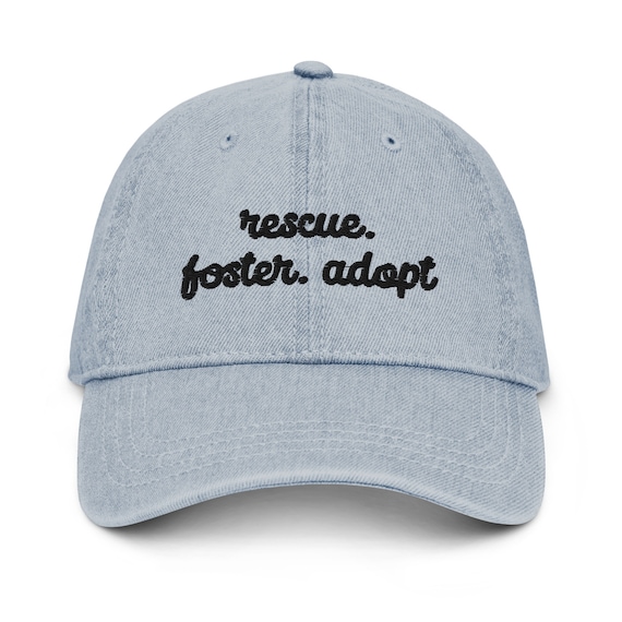 Rescue Foster Adopt Denim Cap, Rescue Dogs Embroidered Baseball Cap, Adopt Dont Shop Denim Hat, Animal Shelter Volunteer Gift, Foster Dog