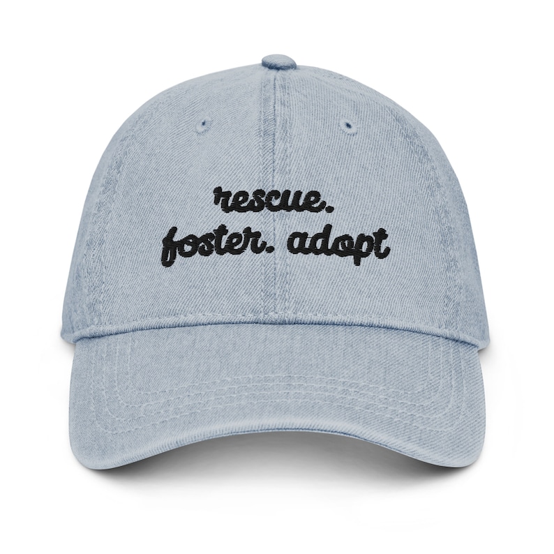Rescue Foster Adopt Denim Cap, Rescue Dogs Embroidered Baseball Cap, Adopt Dont Shop Denim Hat, Animal Shelter Volunteer Gift, Foster Dog