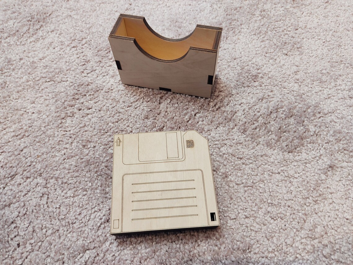 Floppy Disk Coaster Vector File Retro Diskette Coaster Laser Etsy