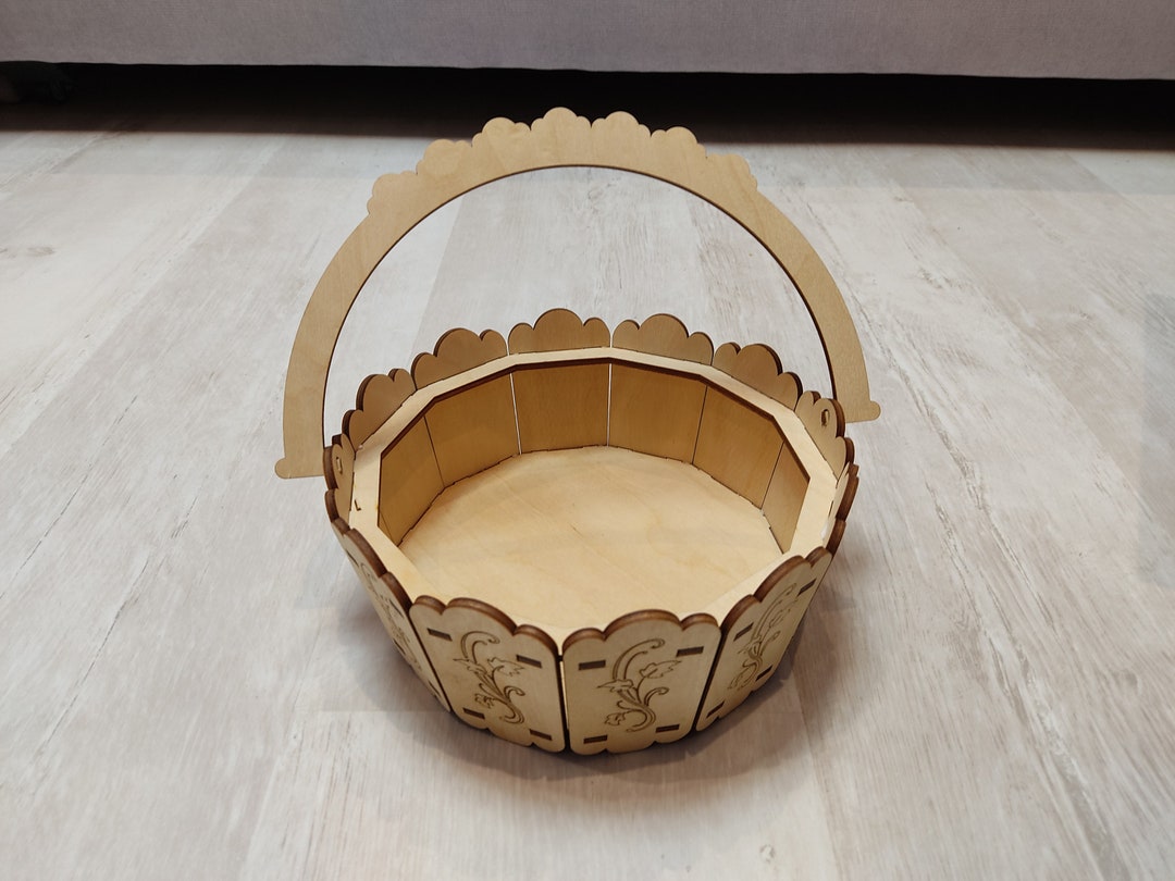Wooden Basket for Flowers Vector Filegift Wooden Box Basket Etsy