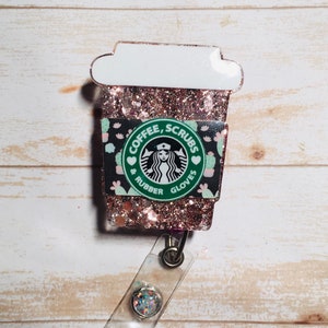 Coffee Scrubs interchangeable badge reel